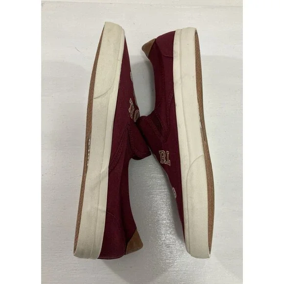 Polo Ralph Lauren Shoes Men’s 14D Maroon Slip-On Tiger Thompson Sneaker Preppy - Picture 4 of 8